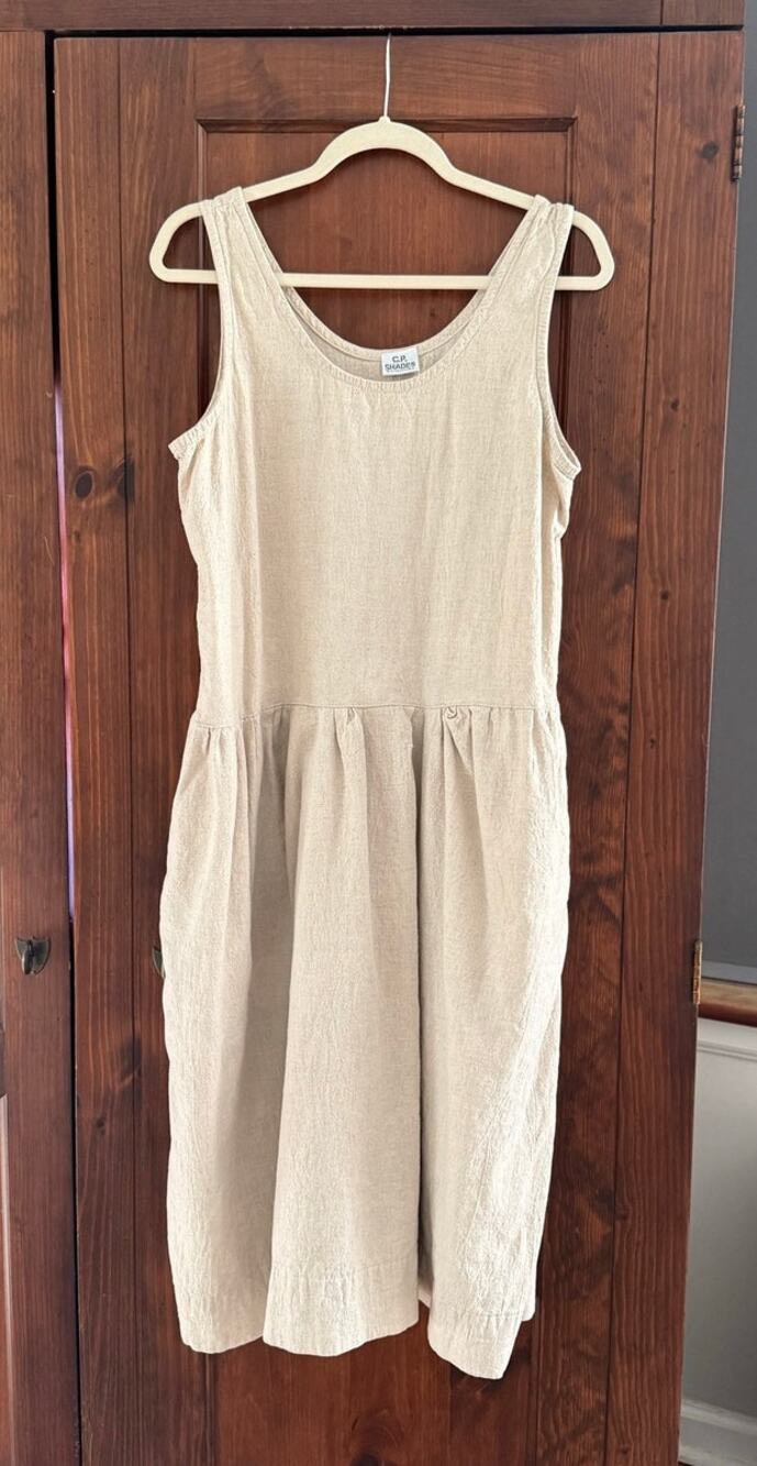 Vintage CP Shades Cotton Tank Midi Dress Natural Sand Size Medium Earthy Folk